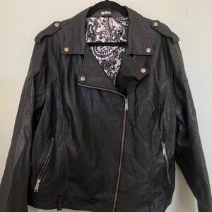 Glitzy Girlz Leather Biker Jacket Black Plus Size 4X
